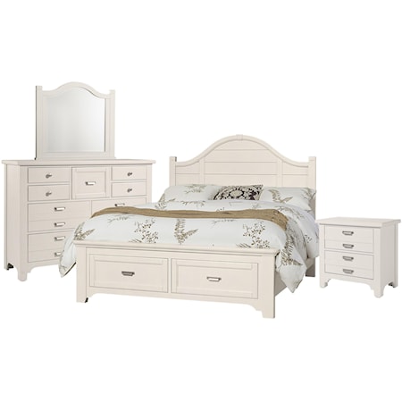 King Storage Bed, Dresser, Mirror, Nighstand