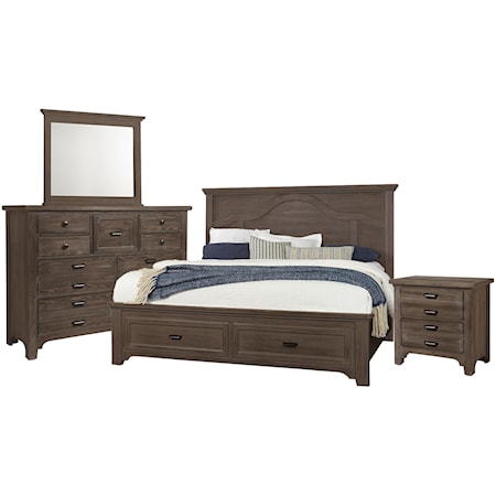 Queen Mantel Storage Bed, Dresser, Mirror, N