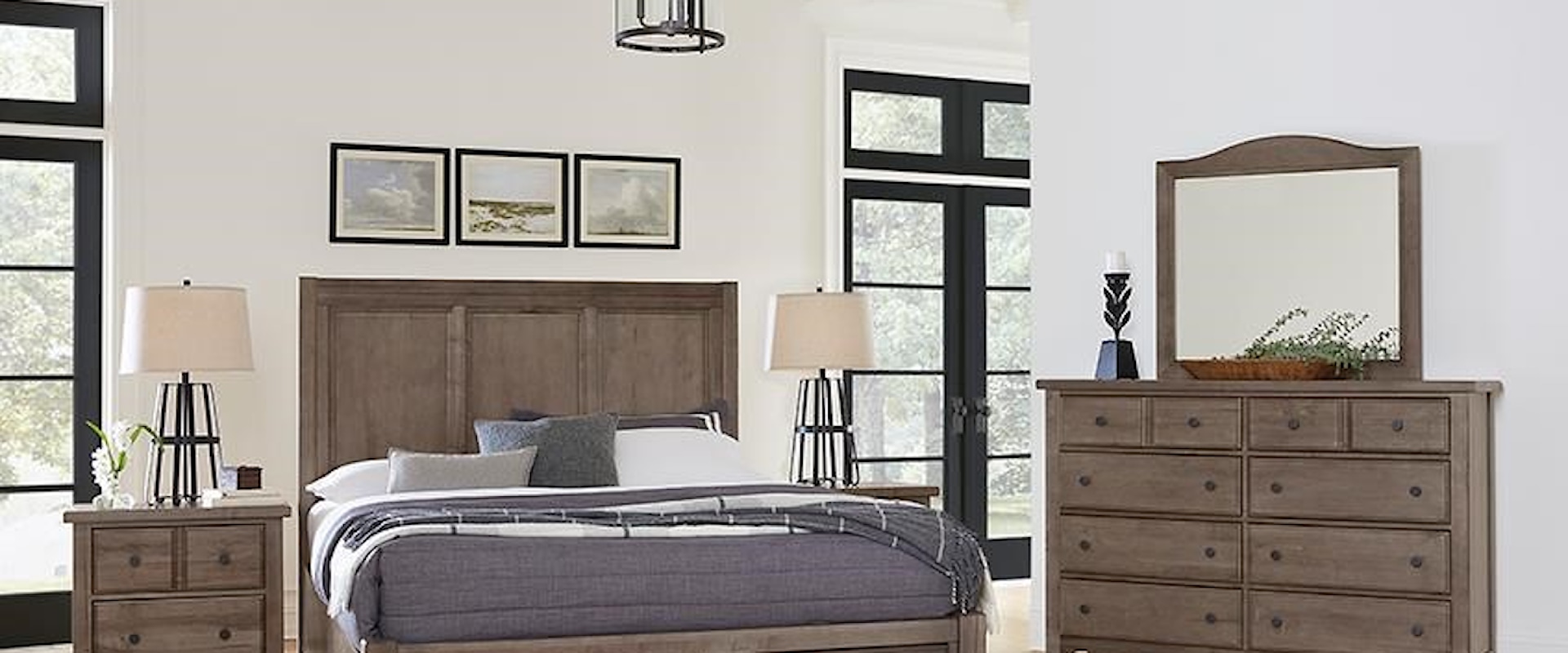 KING STORAGE BED - DRESSER with MIRROR - NIGHTSTAND