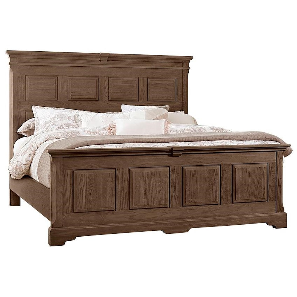 Vaughan Bassett CORBEL QUEEN MANSION BED Cobblestone Oak