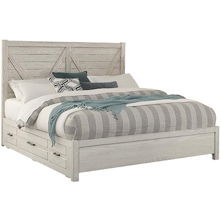 QUEEN V PANEL BED With Drawers 2 SIDE