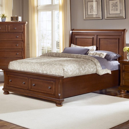 Queen Storage Bed with Sleigh Headboard