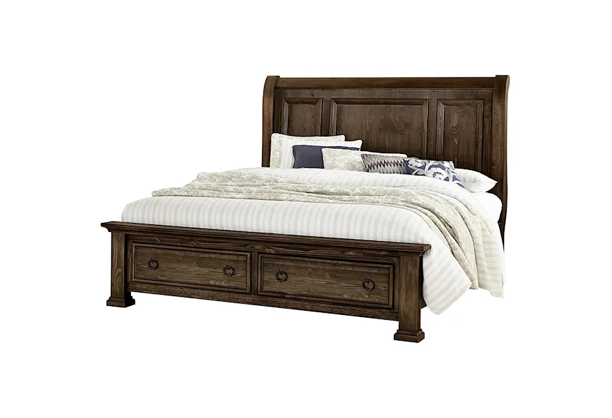Rustic Hills Queen Sleigh Bed with Storage Footboard by Vaughan Bassett at Lapeer Furniture & Mattress Center