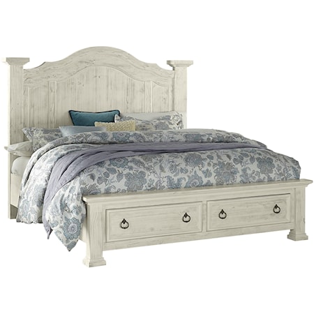 Queen Poster Bed with Storage Footboard