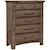 Vaughan Bassett Sawmill Transitional 5 Drawer Chest of Drawers with Antique Pewter Finish Hardware