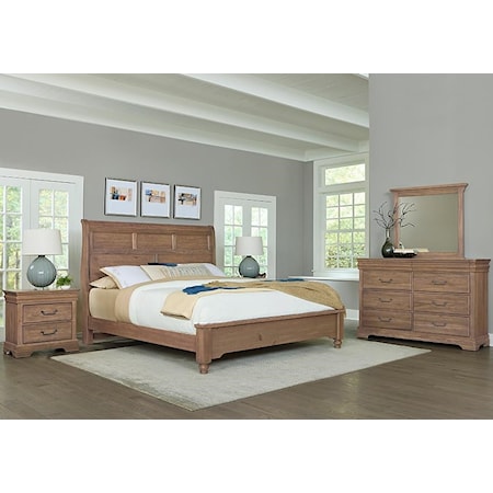 King Sleigh Bed, Dresser, Mirror, Nightstand