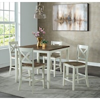 5 Piece Farmhouse Counter Height Dining Set