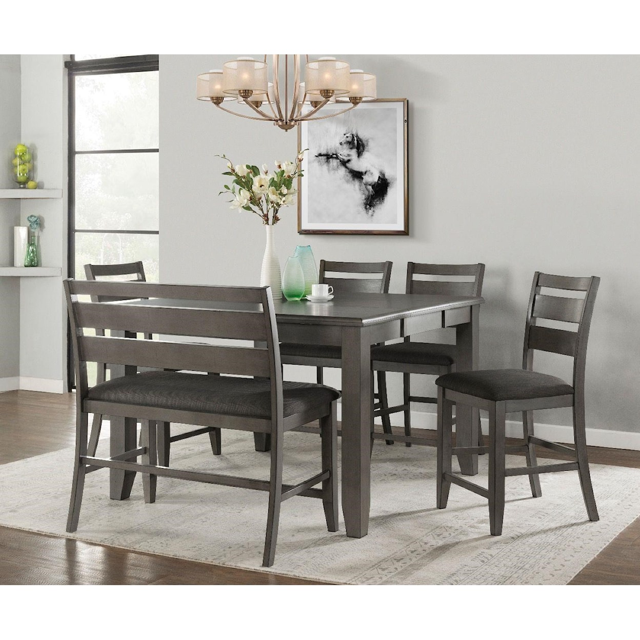 Vilo Home Mason Table with Bench and 4 Stools