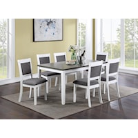 Rectangular Dining Table and 6 Upholstered Side Chair Package