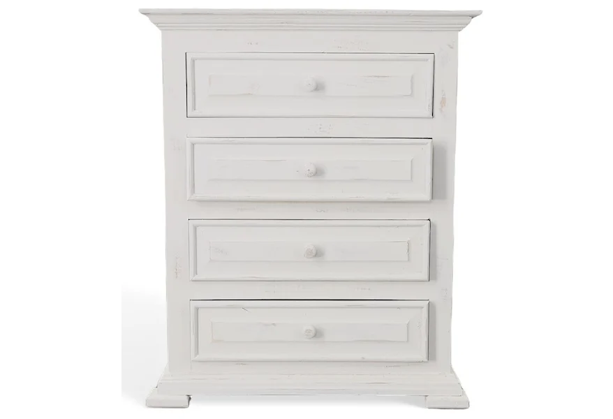 Chalet New White Nightstand 4 Drawer by Vintage at Johnson's Furniture