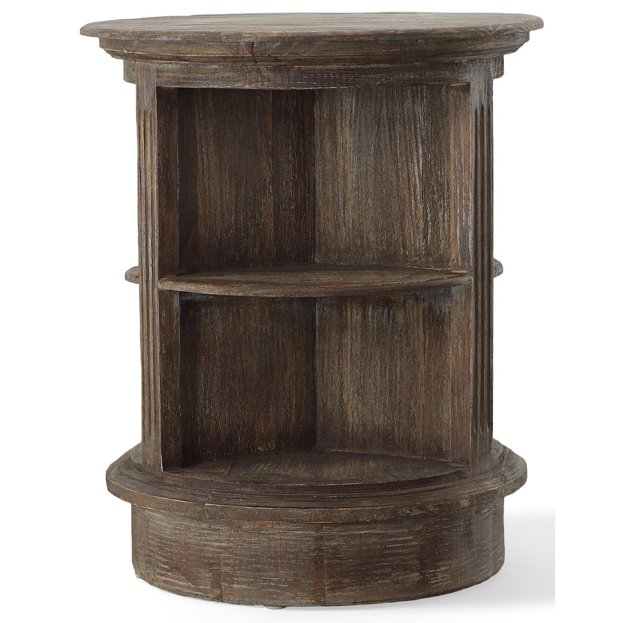 Vintage Chalet Barnwood Round Chalet Accent Table