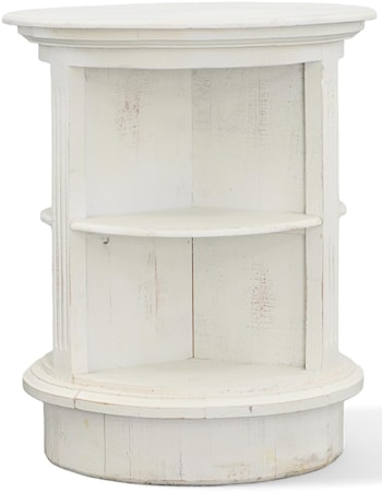 New White Chalet Round Accent Table