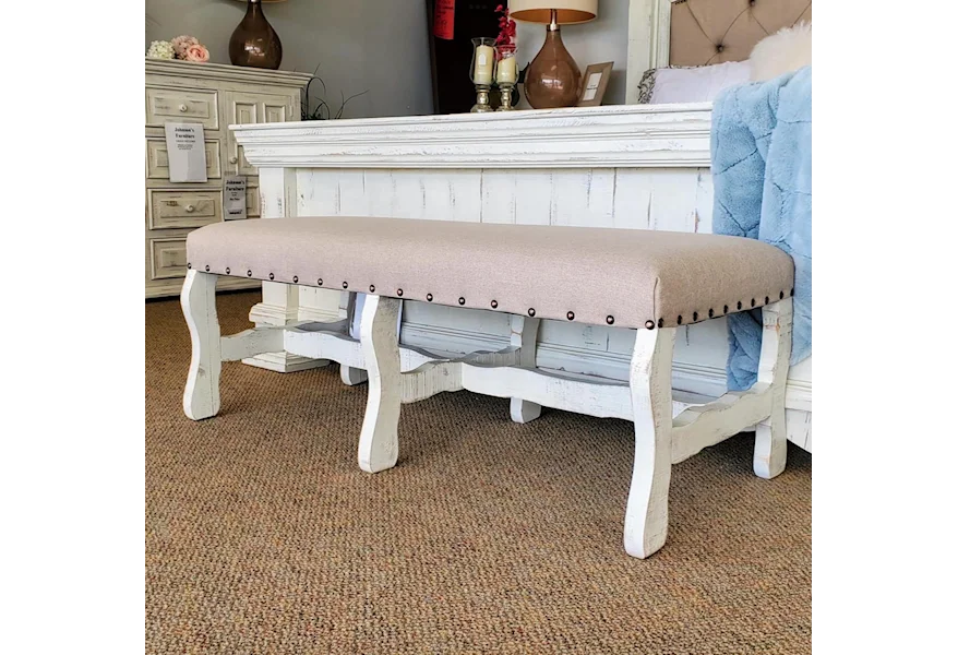 Chalet New White Chalet Bench by Vintage at Johnson's Furniture