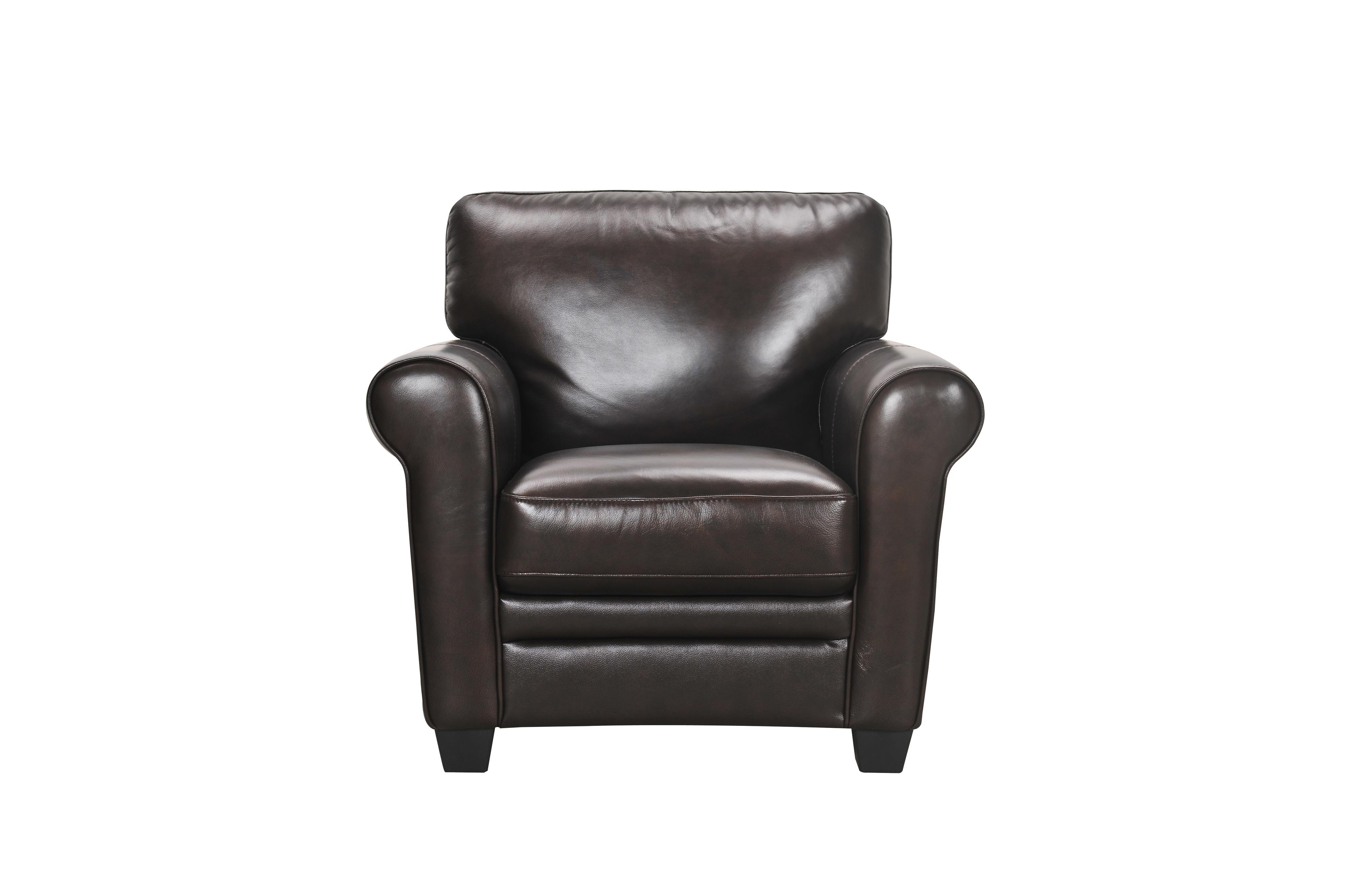Leather Chair with Rolled Arms