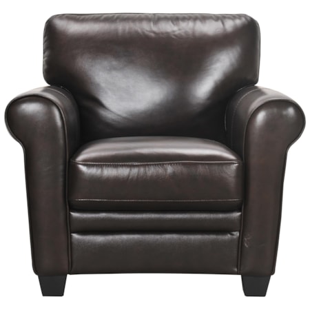 Leather Chair with Rolled Arms