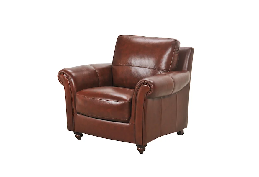 Grady Leather Chair with Rolled Arms and Turned Wo by Violino at Dunk & Bright Furniture