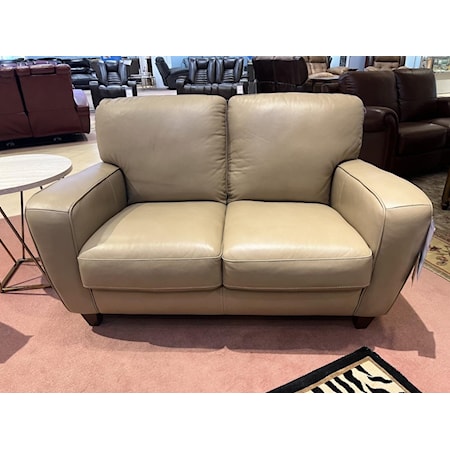 Track Arm Leather Loveseat