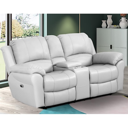 Power Leather Reclining Loveseat