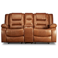 Leather Match Reclining Loveseat with Console