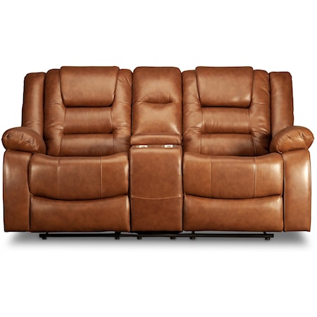 Tully Leather Match Reclining Loveseat