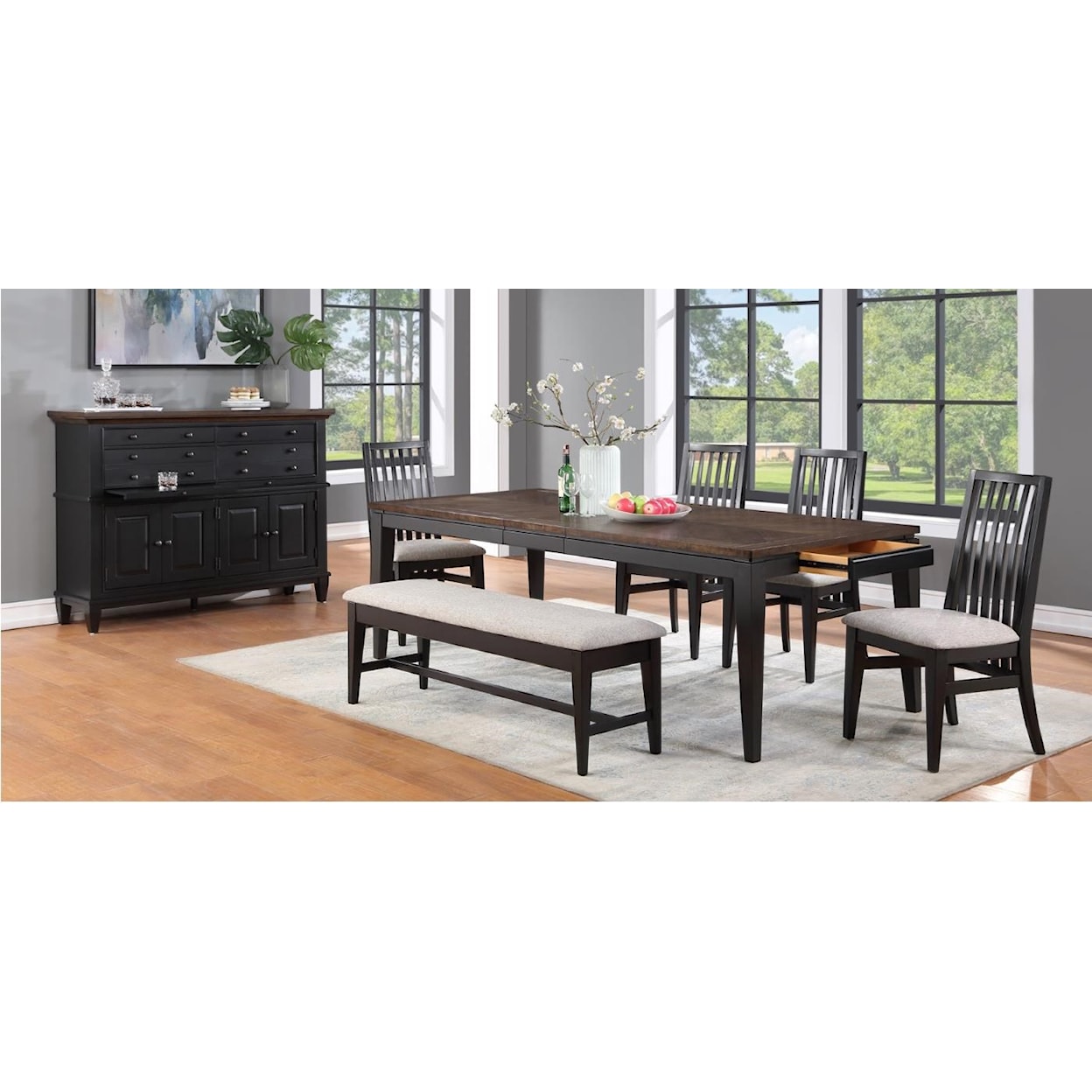 Warehouse M Lakeside 5 Piece Dining Set with Bench