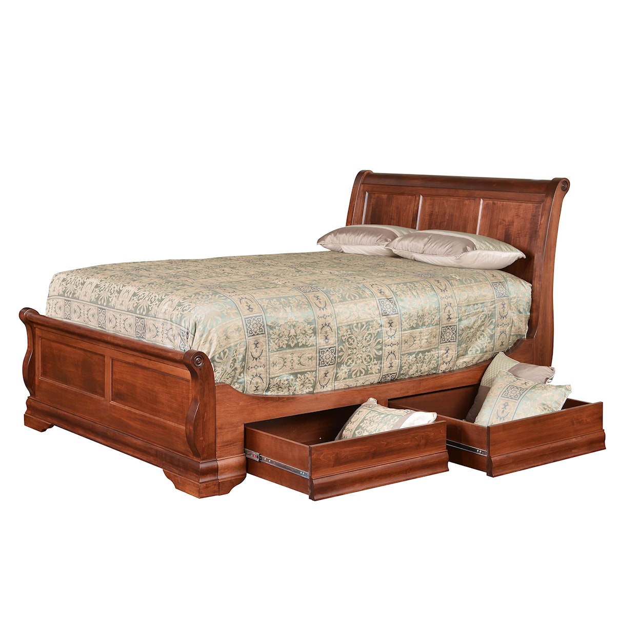 Wayside Custom Furniture Chateau Queen Heirloom Bed With Side Storage