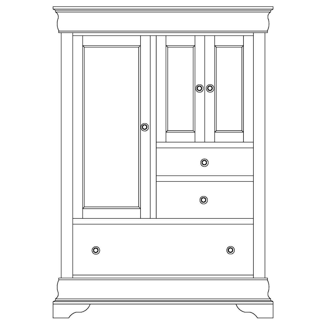 Wayside Custom Furniture Chateau Armoire 3 Door, 3 Drawer