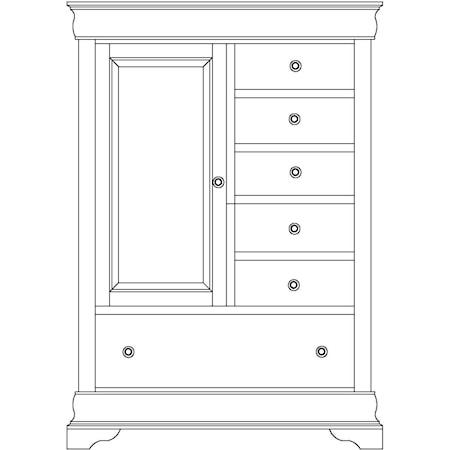 Armoire 1 Door, 6 Drawers