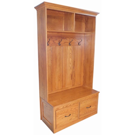 2 Cubby, 2 Drawer Hall Seat