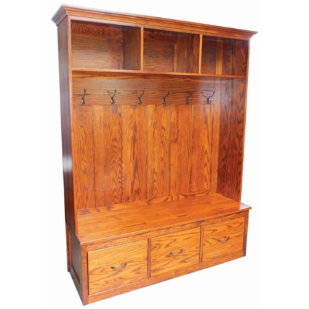 3 Cubby, 3 Drawer Hall Seat