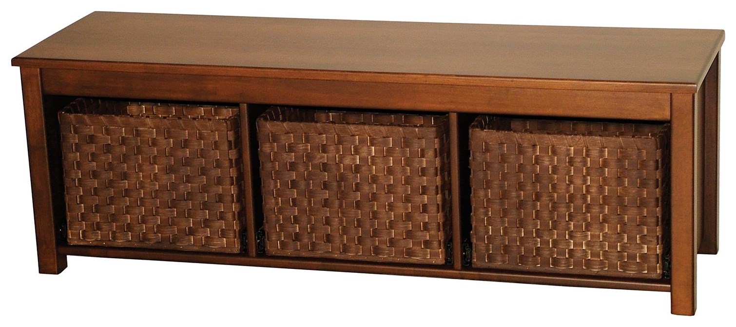Contemporary Hall Bench with Baskets
