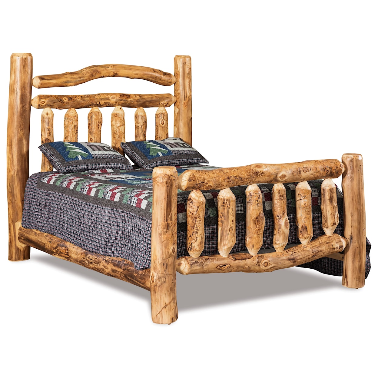 Fireside Log Furniture Log Bedroom Queen Double Rail Bed