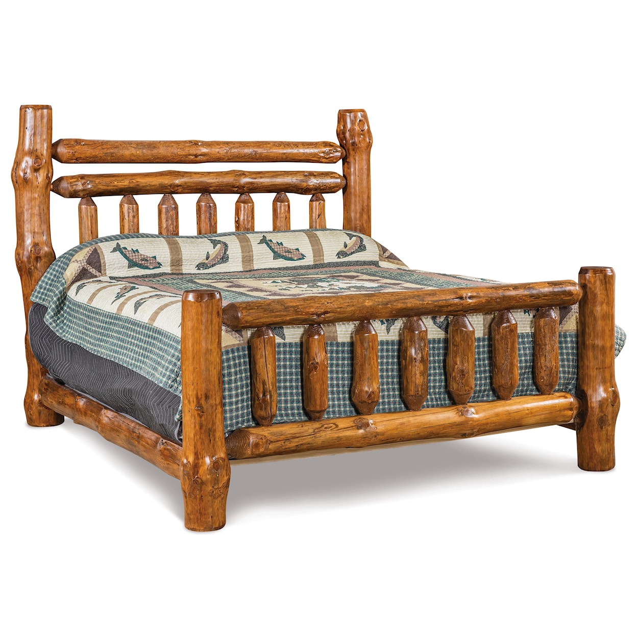 Fireside Log Furniture Log Bedroom Queen Double Rail Bed