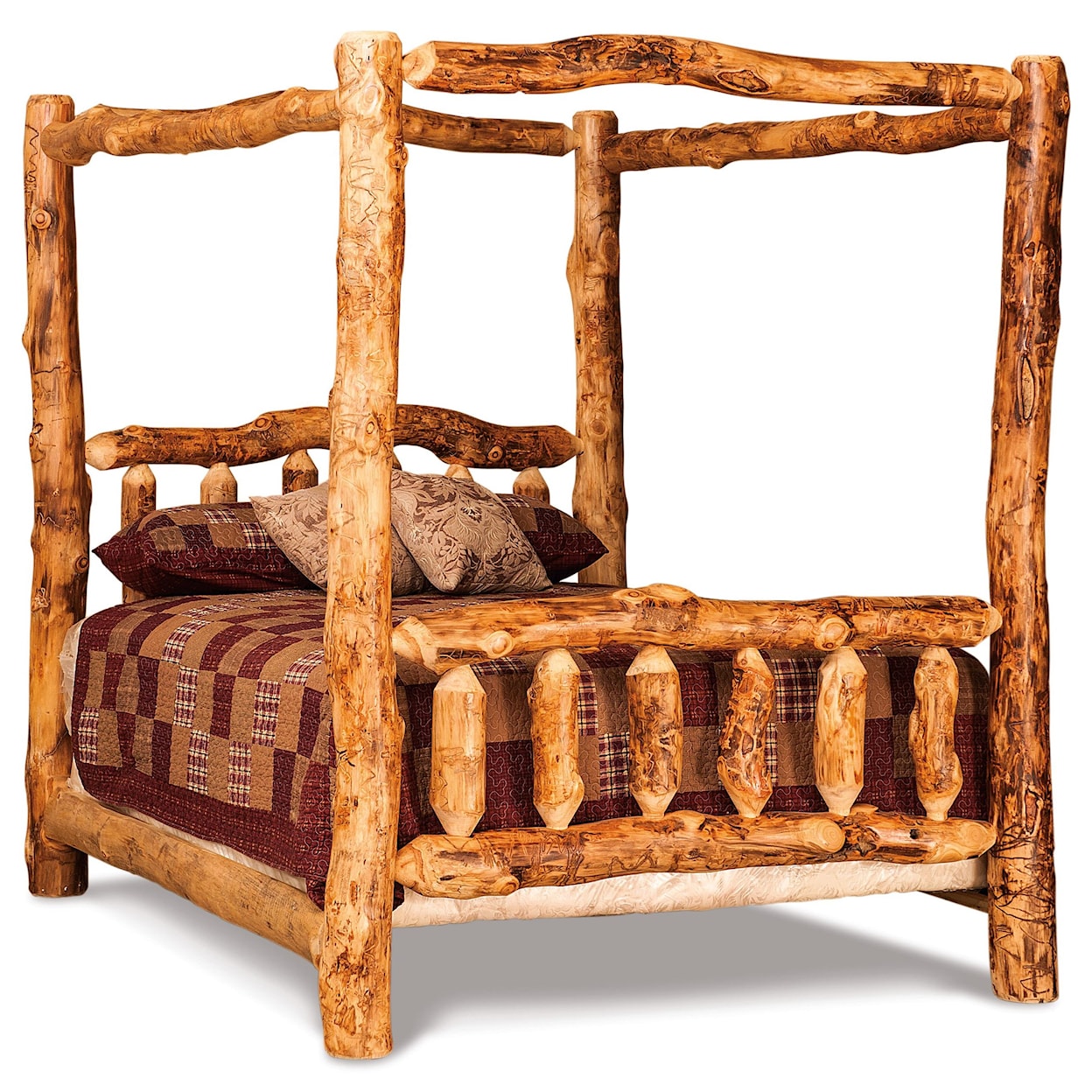 Fireside Log Furniture Log Bedroom King Canopy Bed