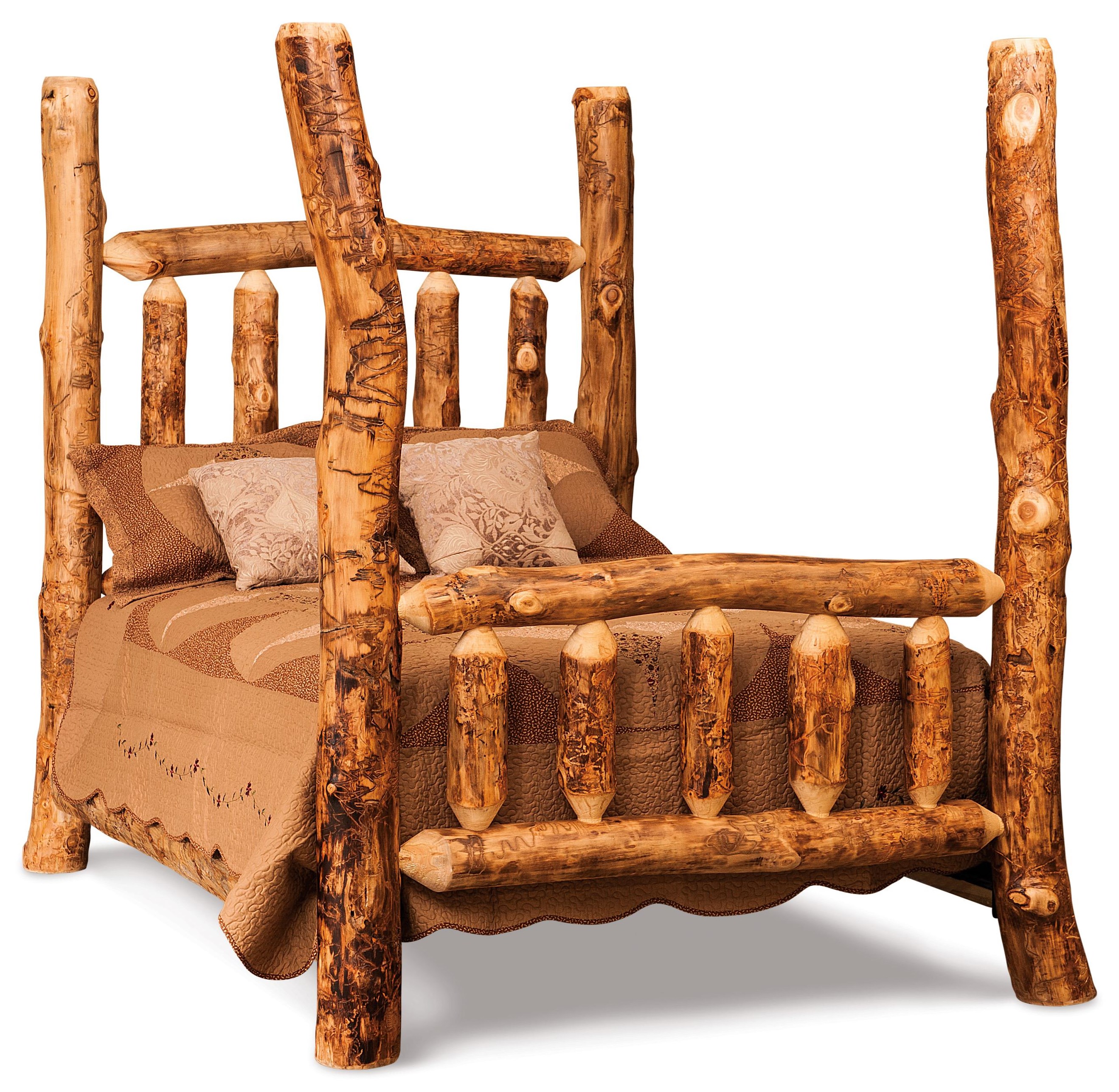 Fireside Log Furniture Log Bedroom King 4 Poster Bed