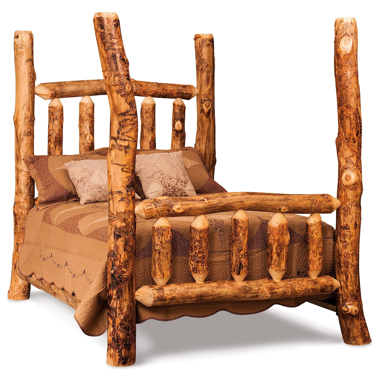 Fireside Log Furniture Log Bedroom King 4 Poster Bed