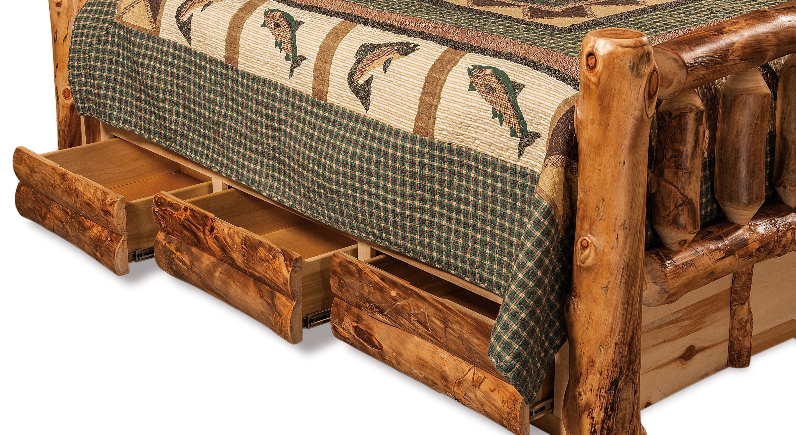 Fireside Log Furniture Log Bedroom Queen Bookcase Storage Bed