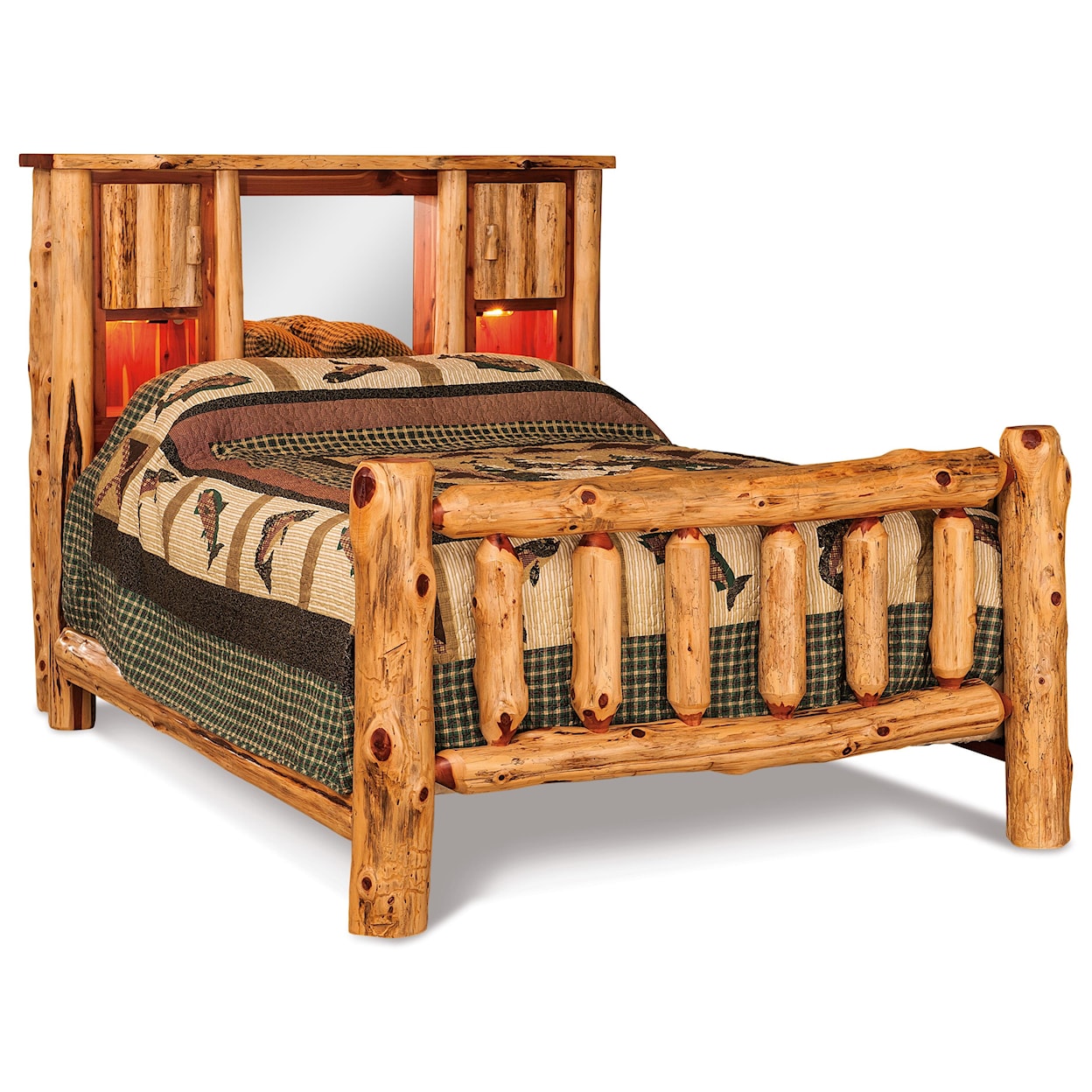 Fireside Log Furniture Log Bedroom Queen Bookcase Bed