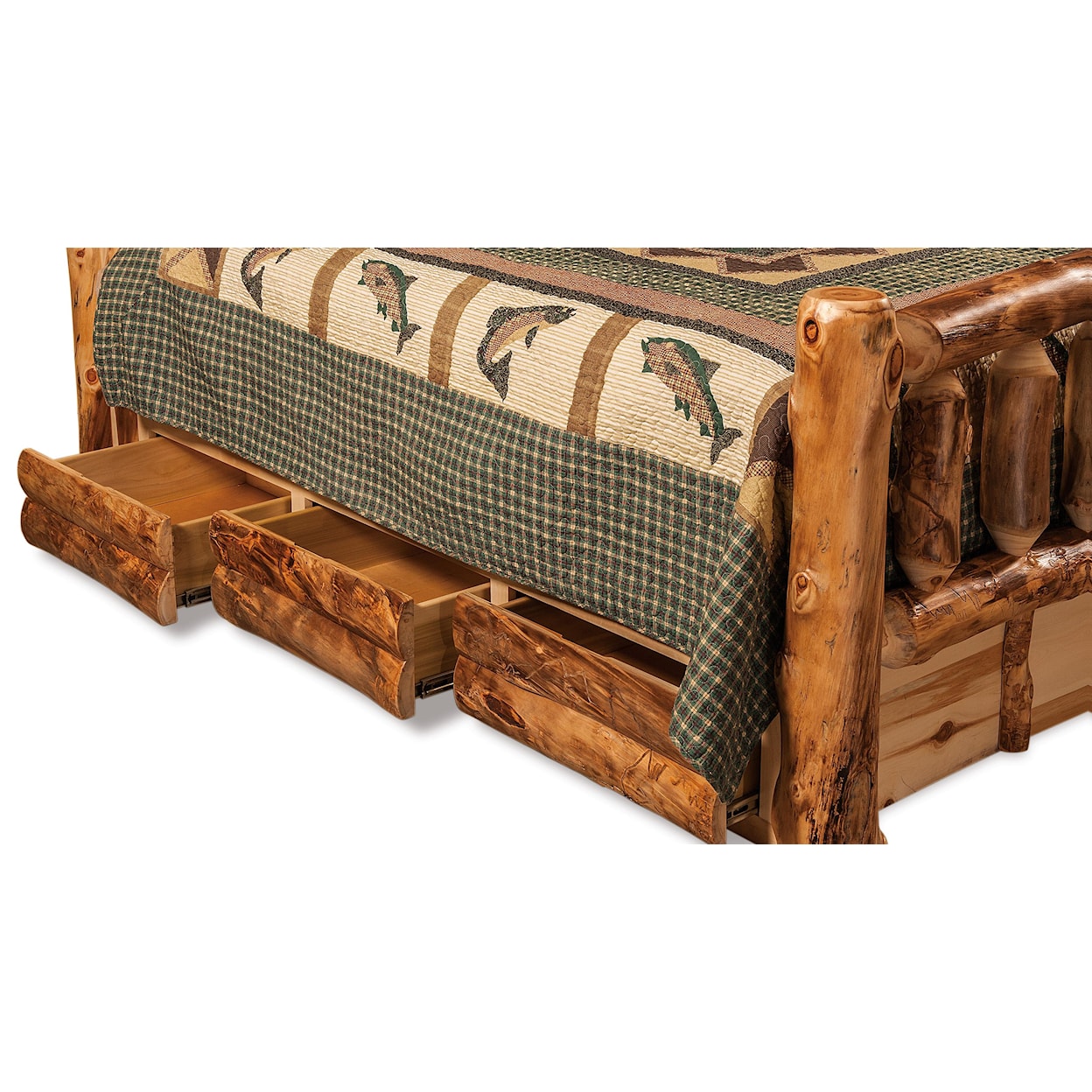 Fireside Log Furniture Log Bedroom King Bookcase Storage Bed