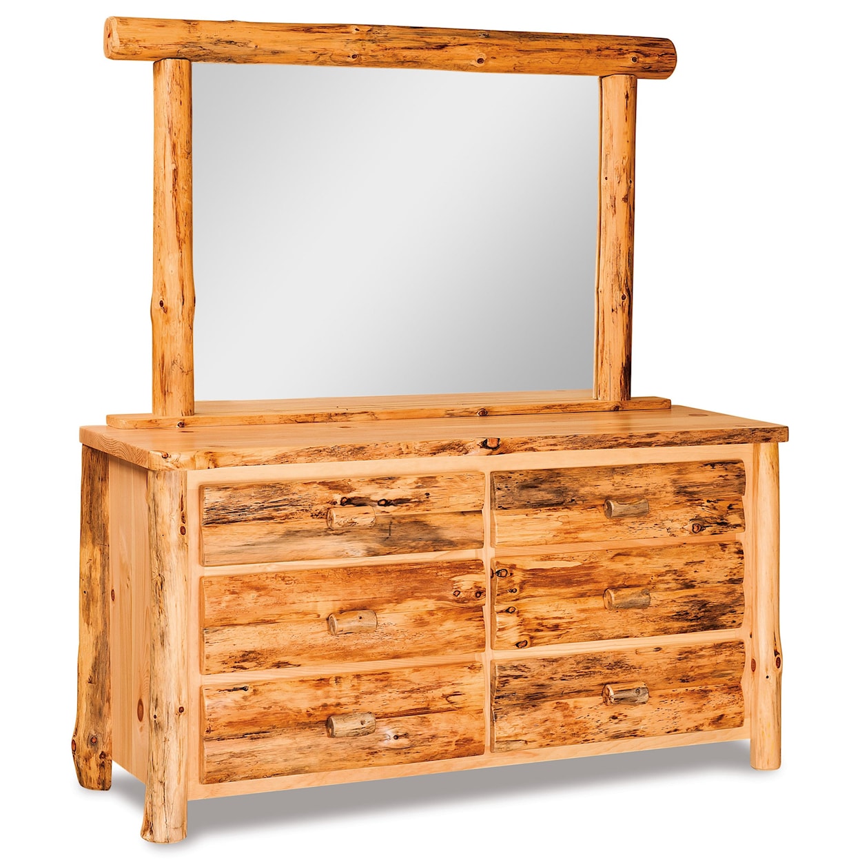 Fireside Log Furniture Log Bedroom 6 Drawer & Mirror