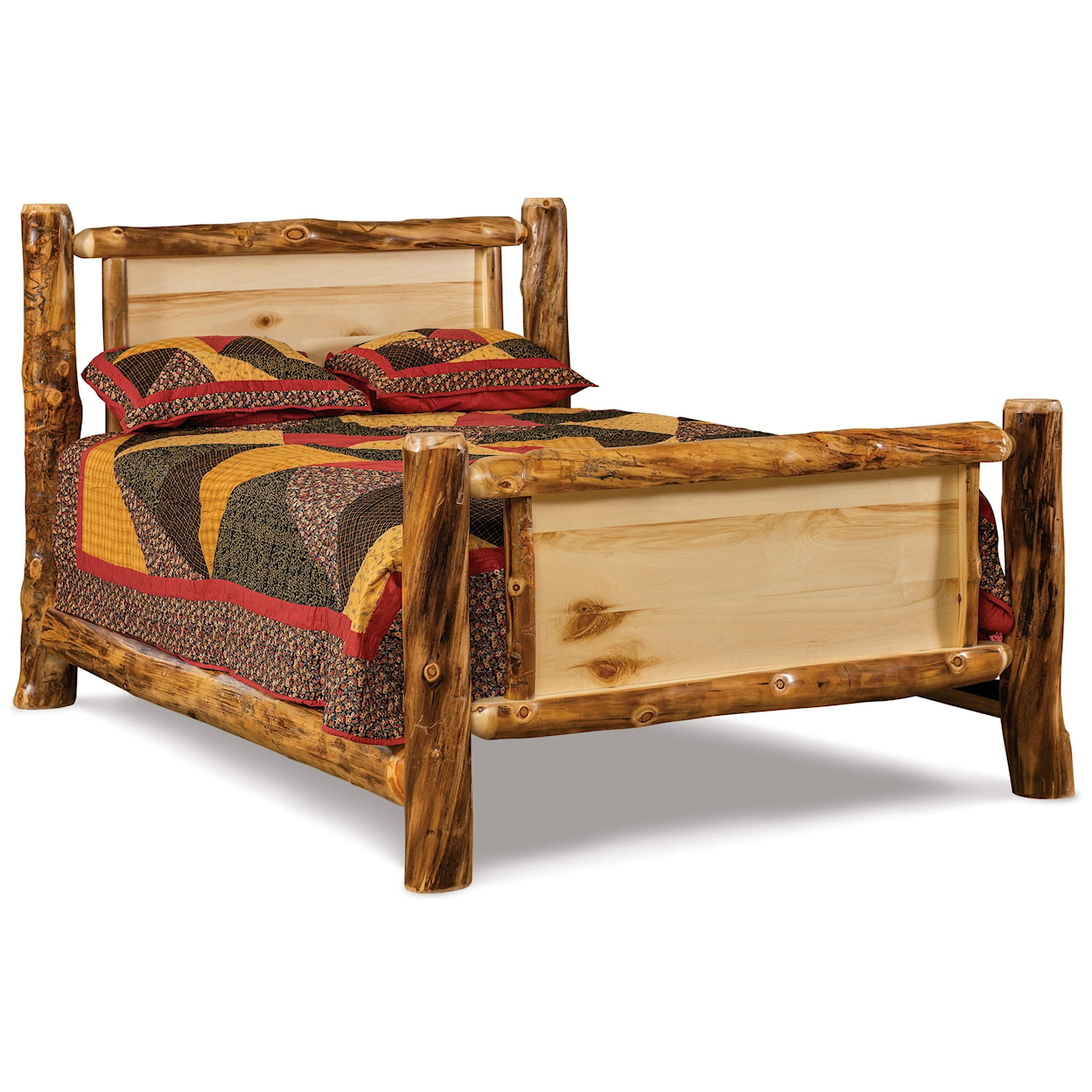 Fireside Log Furniture Log Bedroom Queen Panel Bed