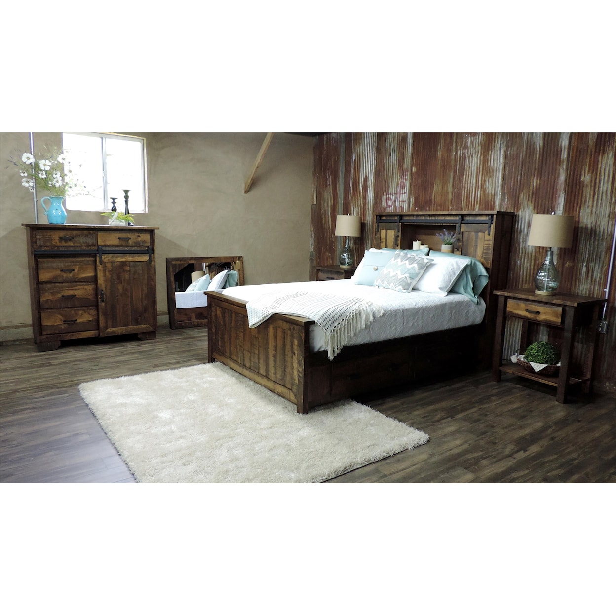 Wayside Custom Furniture Bear Creek Queen Bookcase Storage Bed