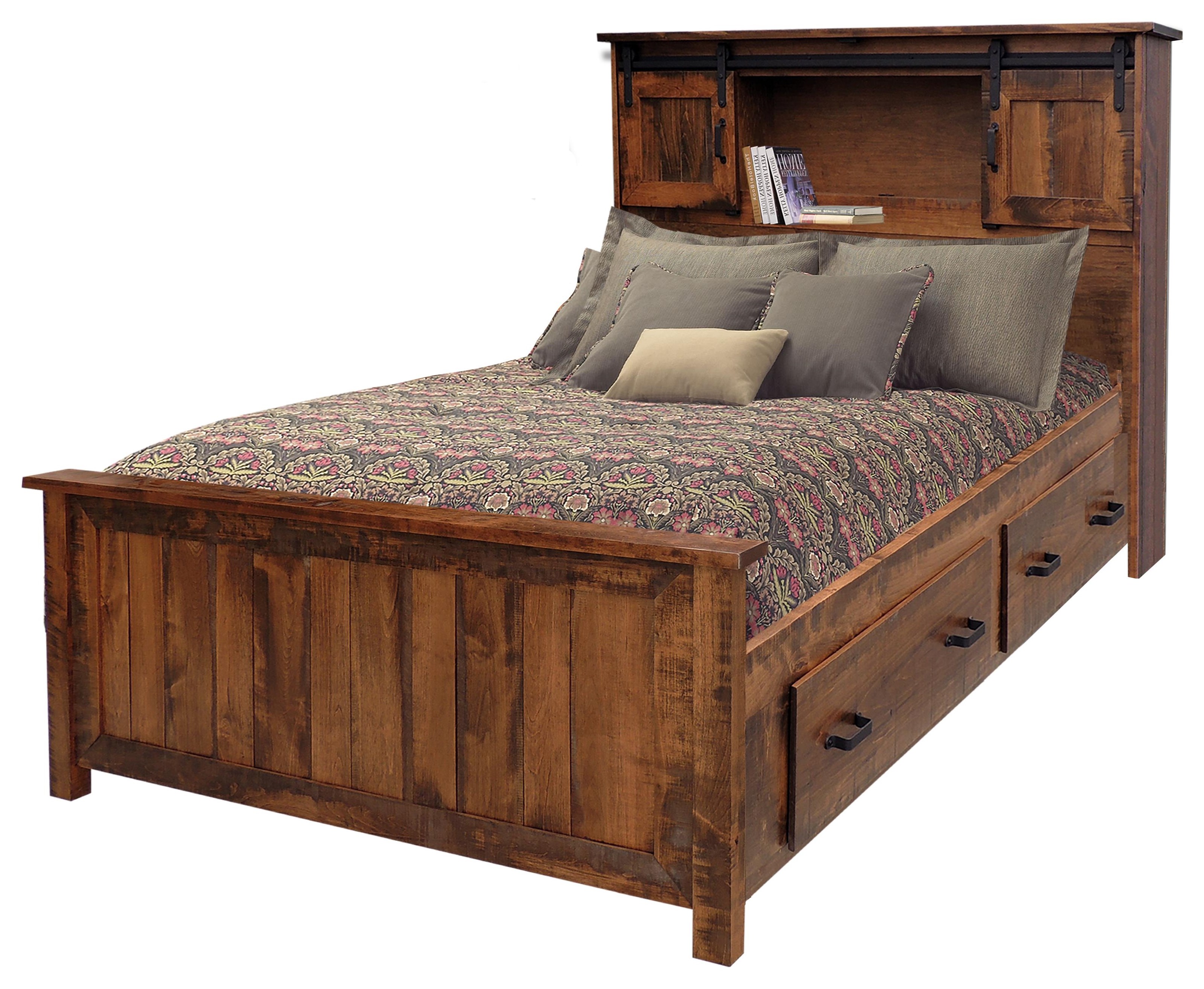 Queen Bookcase Storage Bed