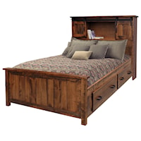 Queen Bookcase Storage Bed