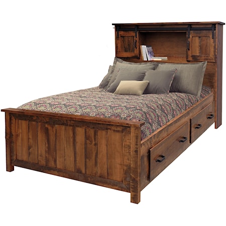 Queen Bookcase Storage Bed