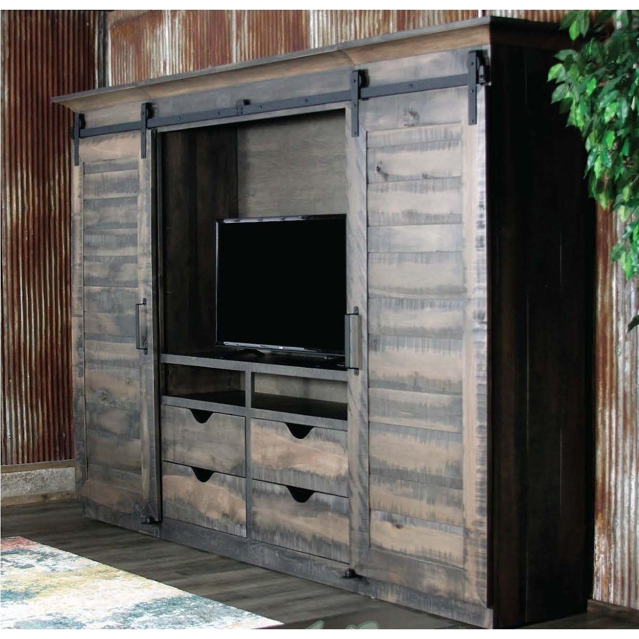 Wayside Custom Furniture Bear Creek Barn Door Entertainment Center