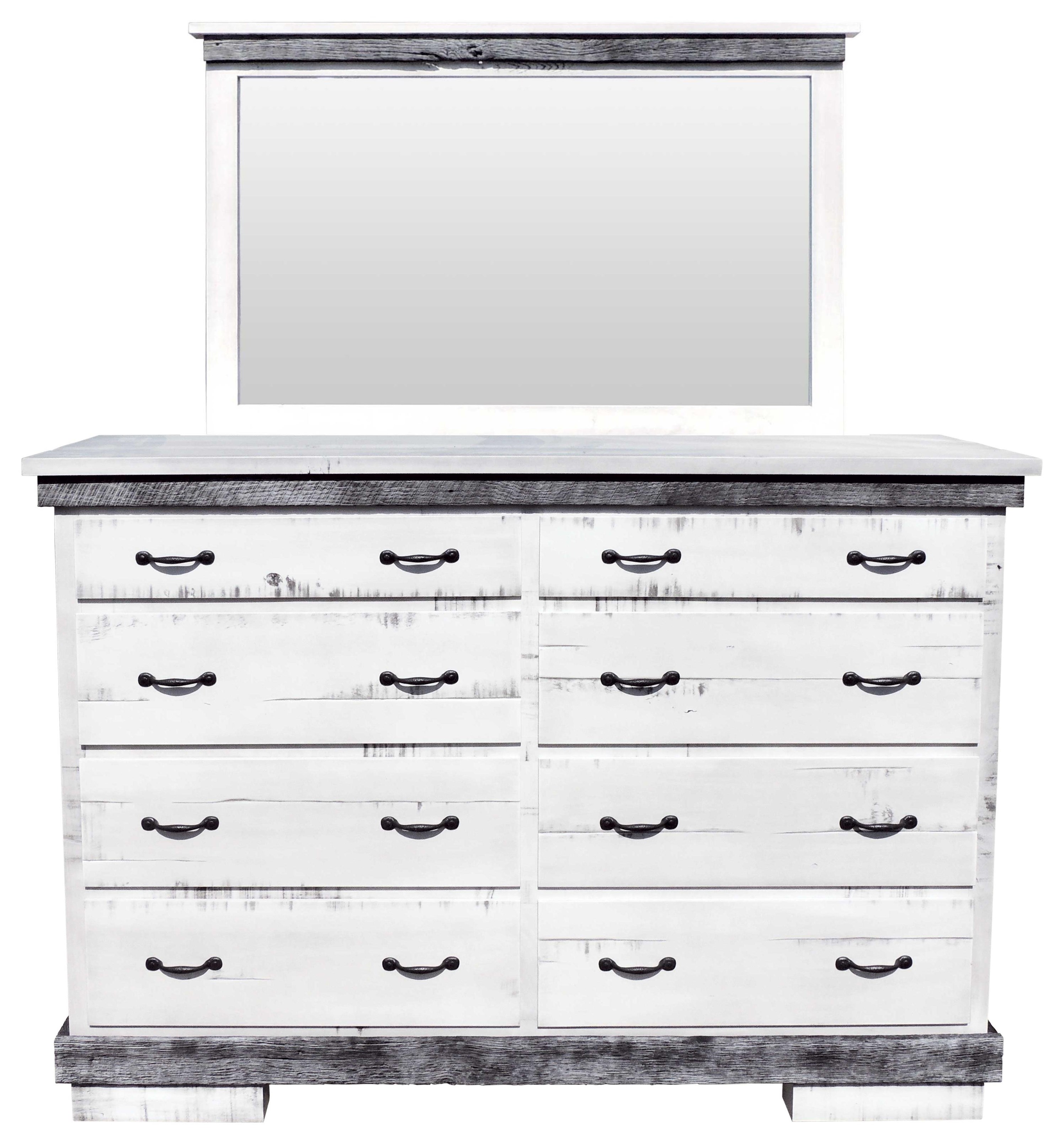 8 Drawer Mule Dresser &amp; Mirror