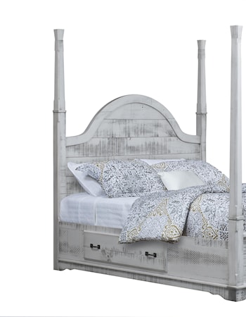 King Poster Bed With 3-Sided Storage