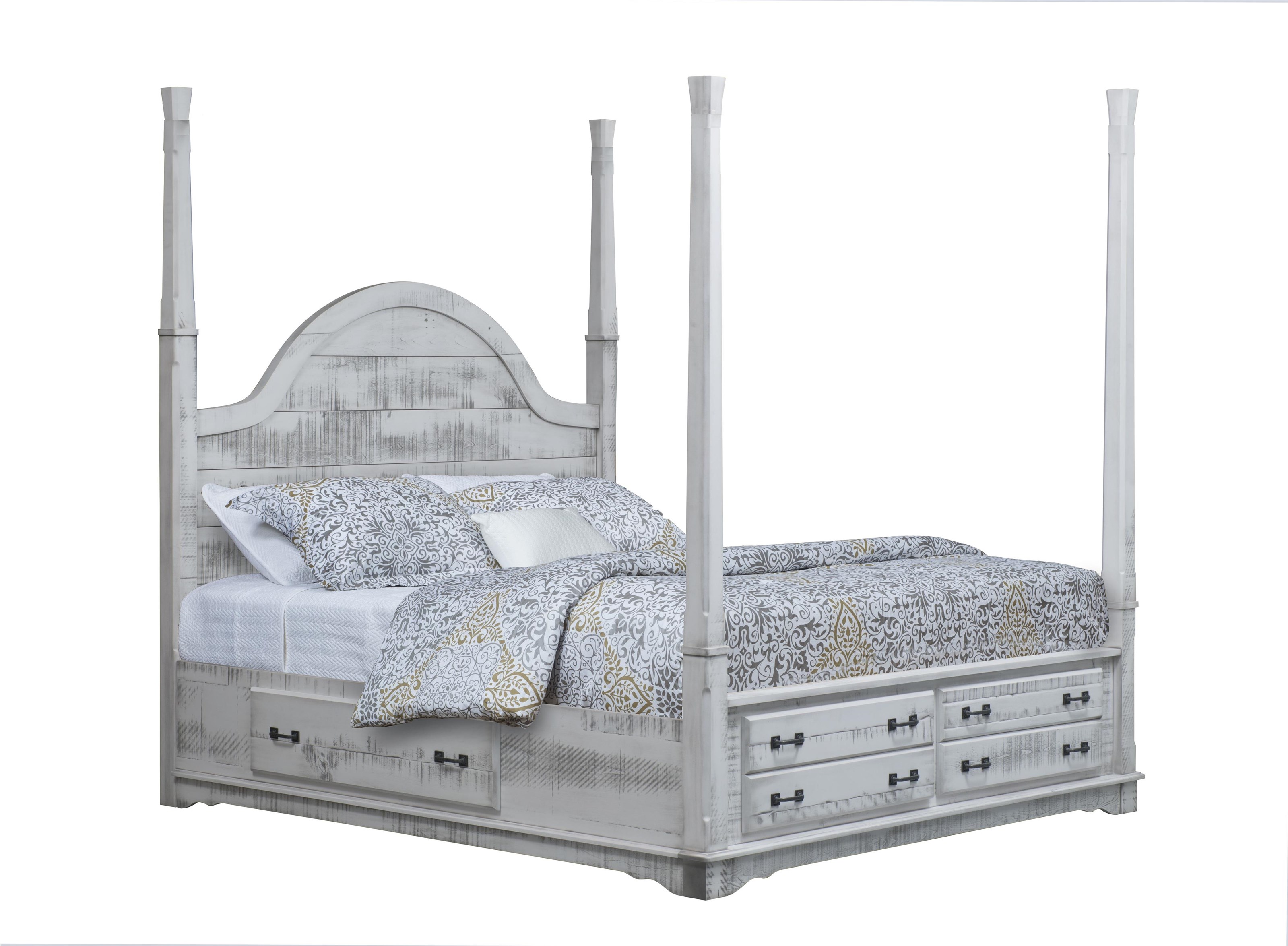Wayside Custom Furniture Cottage Retreat Queen Poster Bed With 3-Sided Storage