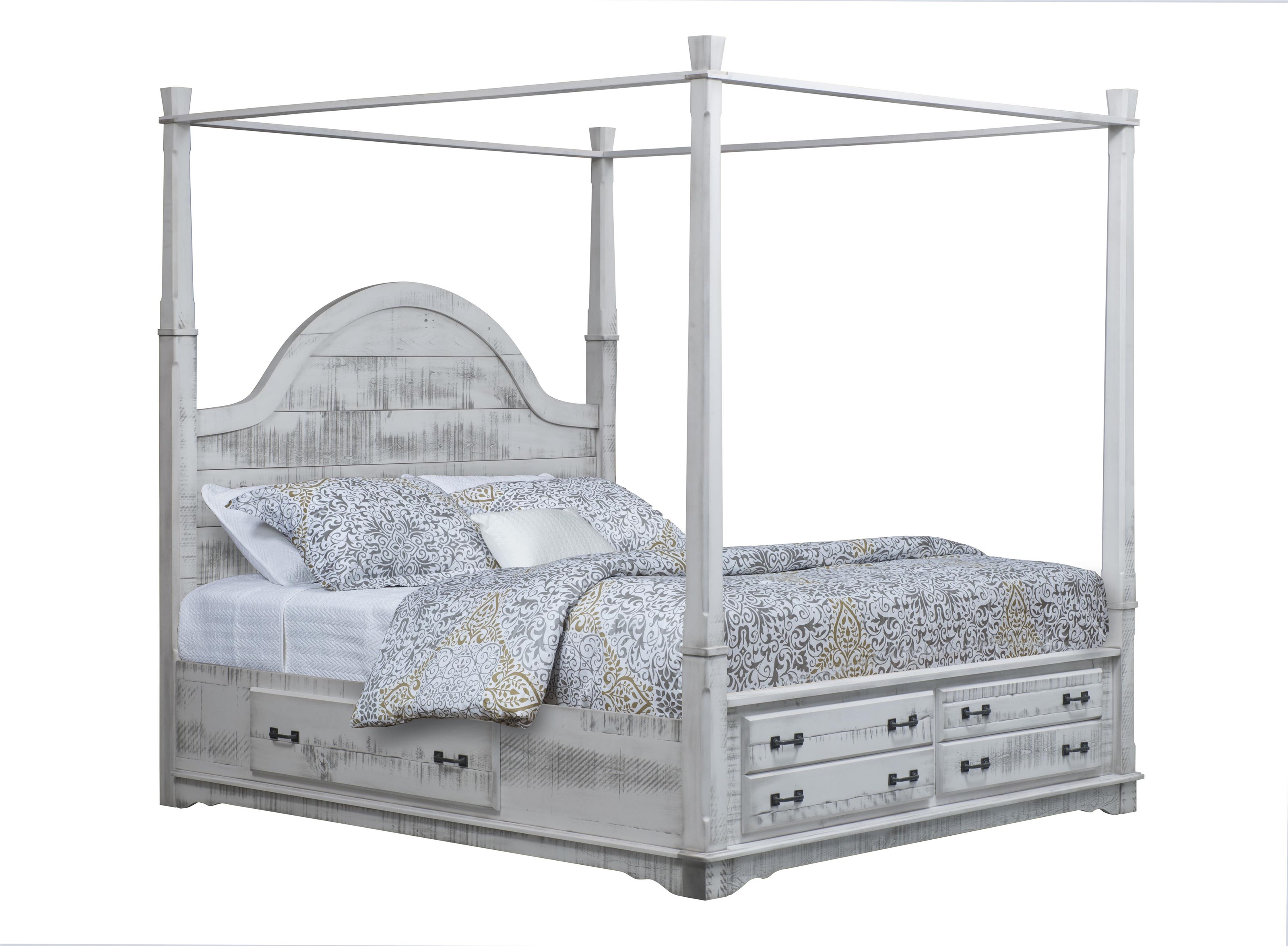 Queen Canopy Bed With 3-Sided Storage
